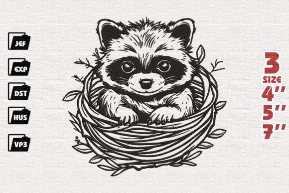 Cute Raccoon: A Warm, Versatile Embroidery Design for Personalized Gifts