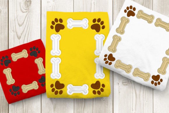 Dog Bone and Paw Frame Applique