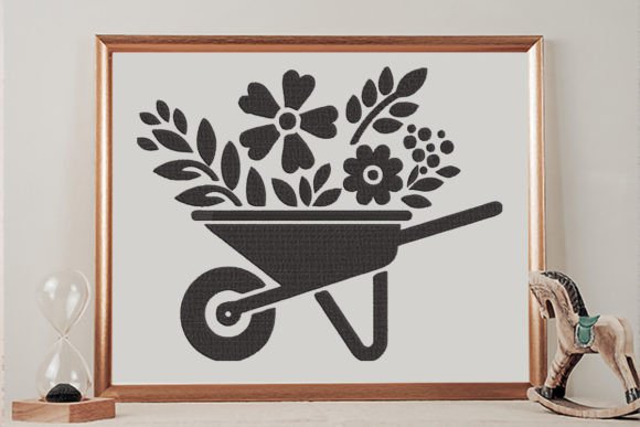 Floral Wheel Barrow Embroidery Design