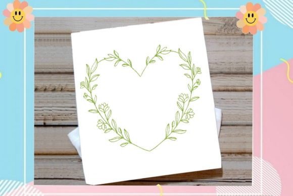 Flower Heart Frame Embroidery Design