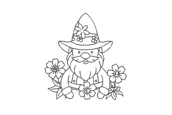 Gnome with Flowers Bean Stitch Design