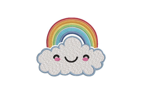Happy Rainbow Cloud Embroidery Design