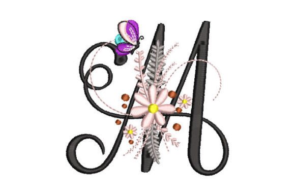 Letter M with Flowers and Butterfly