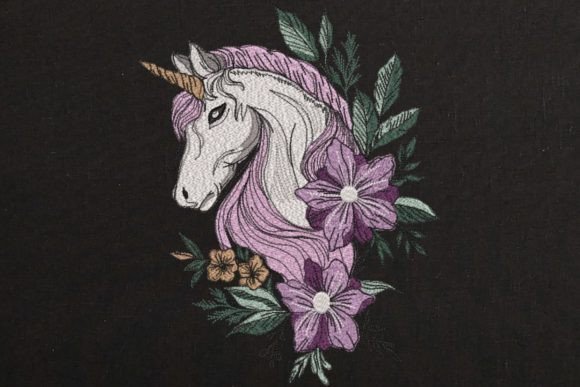 Magic Unicorn Flowers Embroidery Design