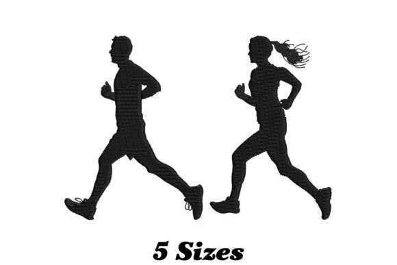 Man Woman Jogging Embroidery Design