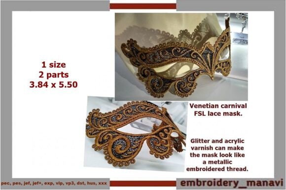 Venetian FSL Lace Carnival Mask 2 Parts